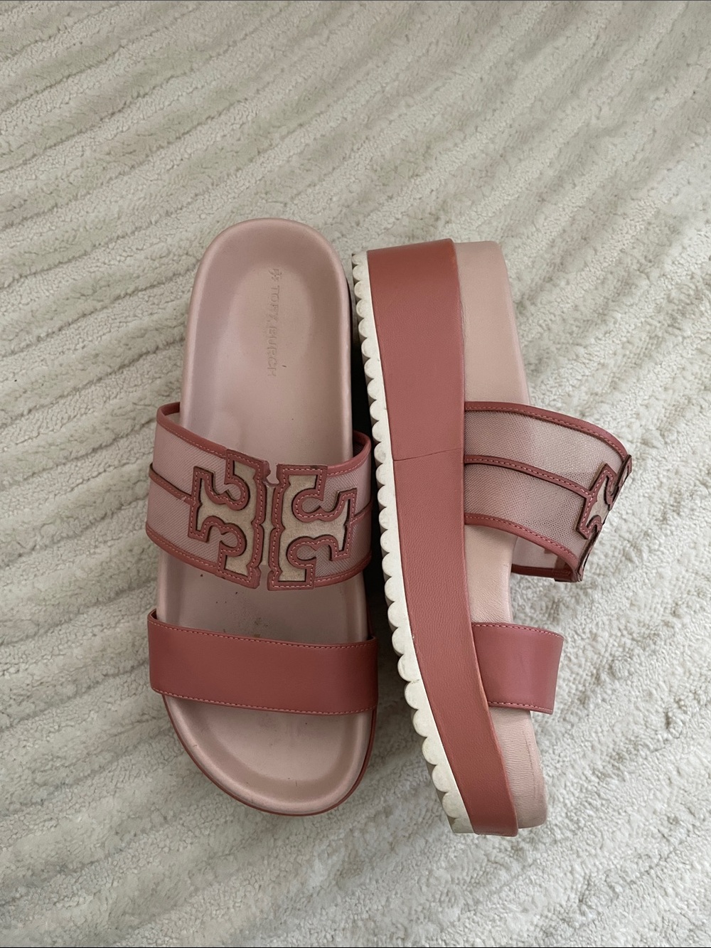 Tory Burch Dusty Rose Platform Slide Sandals